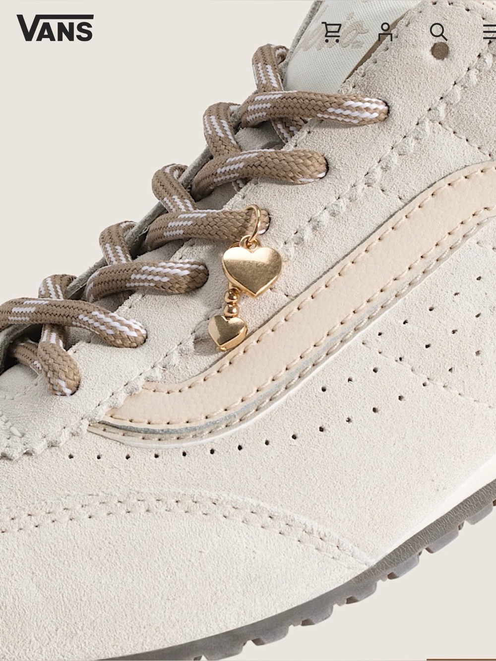 Vans Women's Shoe Lace Heart Charms For Sneakers Gold Tone - Brand New